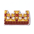 Cross-stitch king’s crown in yellow, orange, red, and brown with a classic royal design.